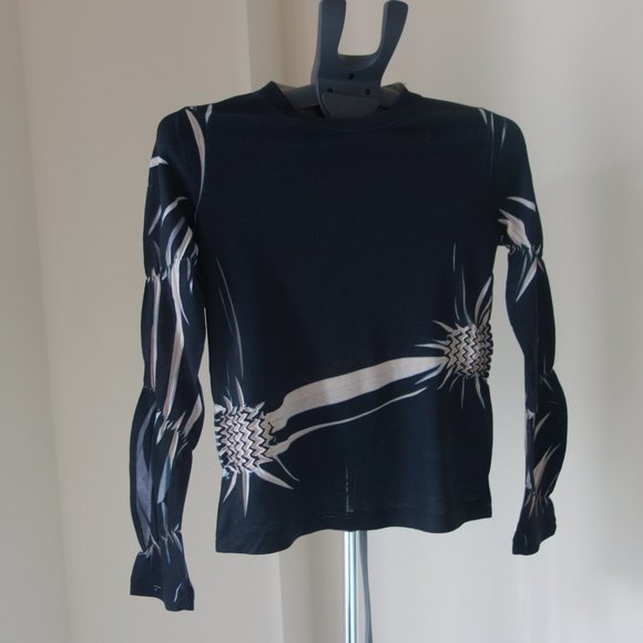 Tristan & Iseut Size M 100% Polyester Black & Cream Top - Picture 1 of 14